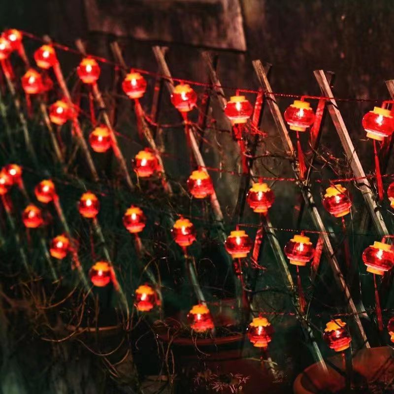 Año nuevo borla linterna cadena de luces Festival de primavera Festival de los faroles Decoración de luces LED Festival de los faroles Luz ambiental solar Gypsophila