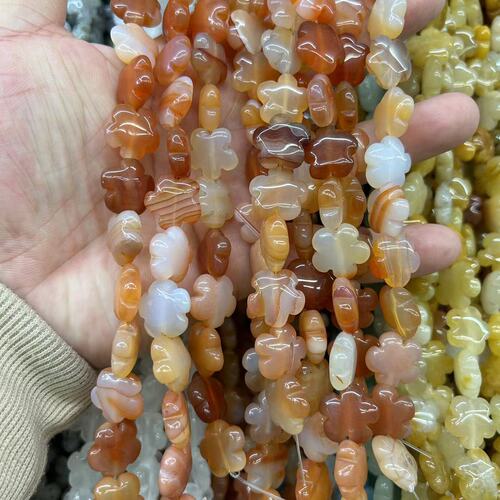 Plum Blossom Loose Beads, Tiger Eye Green Turquoise, Green Dongling DIY Jewelry: Wholesale Beaded Snowflake Jade & Gemstone Accessories for Bracelets and Necklaces