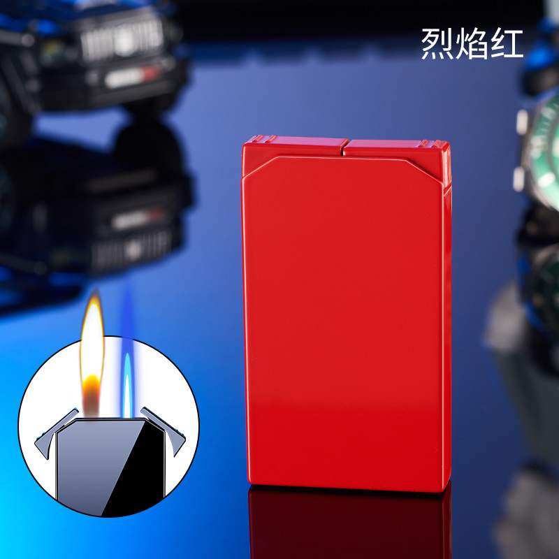 Zy052クリエイティブインフレータブル二重火ライター直冲金属防风炎火二重火変换ライター|undefined