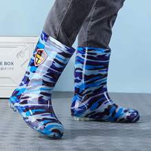 高筒迷彩男士雨鞋中筒加厚耐磨防水雨鞋男款防滑水鞋劳保雨靴冬天