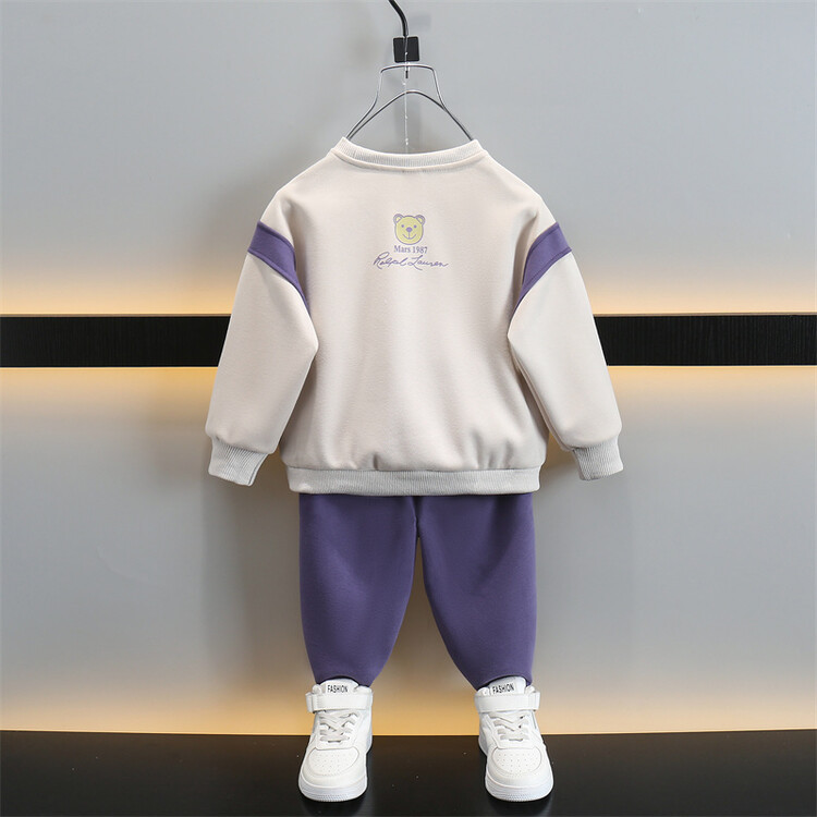 Bos' Backpack Bear 2024 Spring and Autumn New Stle Children's Handsome Cartoon Hoodie Two Piece Set Bab Clothes_voghion.com
