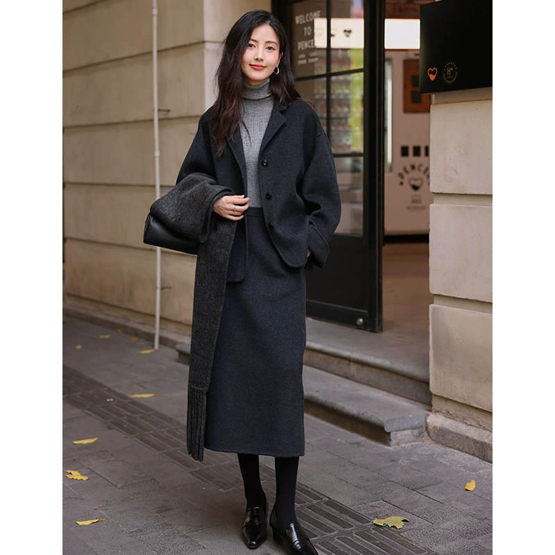 Rongtai двусторонняя шерстяная верхняя одежда из чистой шерсти для женщин, новинка 2024 года, осенне-зимний свободный пиджак, маленький короткий стильный элегантный пиджак