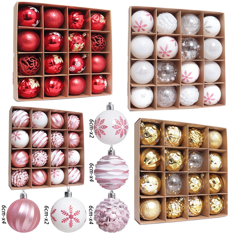 Cross-border Christmas decoration ball 6CM/16PCS electroplating plastic painted special-shaped Christmas ball suit Christmas tree pendant
