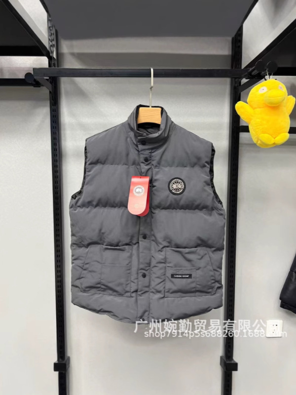 スポットクロスボーダー対外貿易冬のビッググースベスト、男性と女性用、同じスタイルのノースリーブベスト、同じスタイルのクラシックなチョッキ暖かいジャケット|undefined