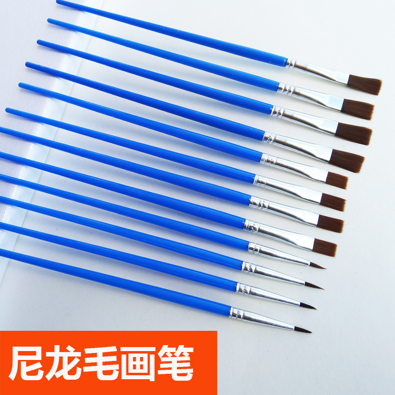 Oil Brush nylon wool flat head Hook pen Children DIY painting plaster ceramic painting watercolor acrylic painting brush