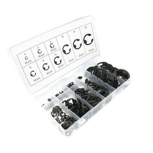 300PC metal open retaining ring, multi-specification hardened E-type circlip, open external card E-type buckle circlip set
