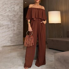 J 38056 One Shoulder Wide Leg Jumpsuit һ�ּ������ �羳
