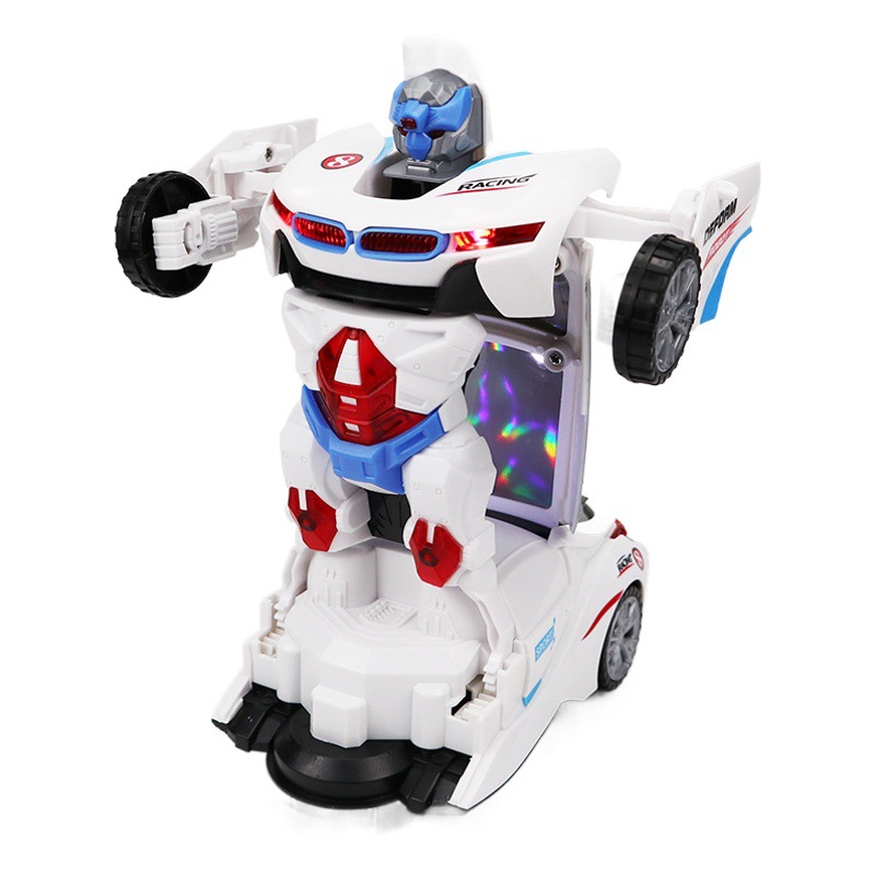 Tiktok Electric Universal modelo de coche de juguete deformación robot giratorio juguete para niños sonido y luz coche niños y niñas