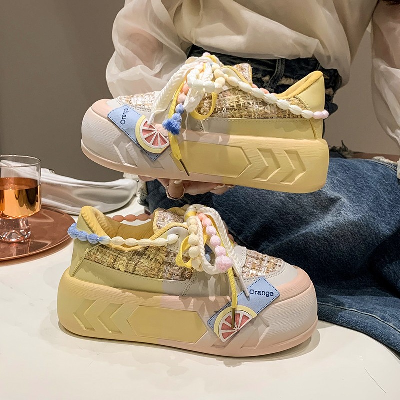 Primavera 2024 Nuevos zapatos blancos de dopamina zapatos casuales cómodos de suela gruesa para mujer joven de moda Zapatos de mesa