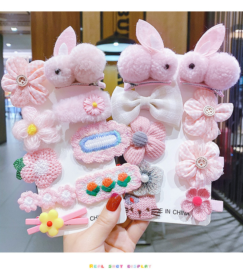 Mignon Forme De Cœur Fleur Peluche Fait Main Pince À Cheveux 1 Jeu display picture 5