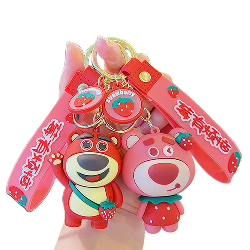 Cute Cartoon Strawberry Bear Keychain Pendant | Stress-Free Berry Doll Accessories for Women | Wholesale Car Key Chains & Charms