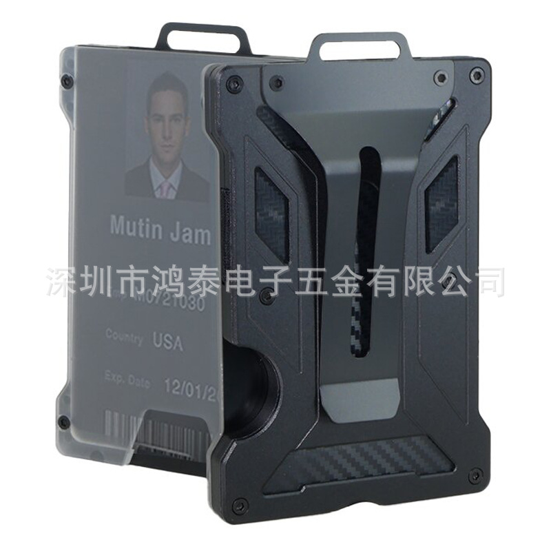 Amazon nuevo titular de la tarjeta de aleación de aluminio transparente insignia RFID metal billetera titular de la tarjeta de trabajo con la posición de la insignia