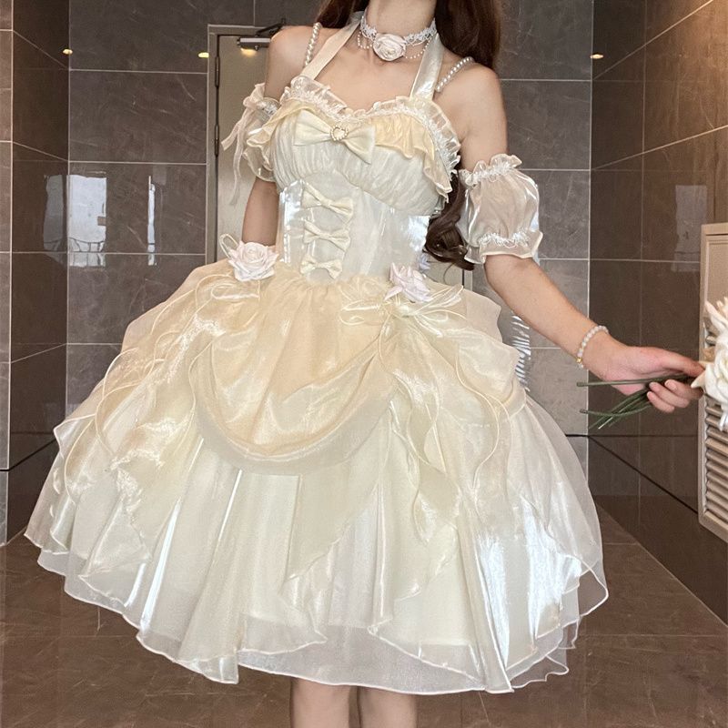 シアンティローズロリータ超妖精な雰囲気の逃亡王女ドレスグリーンコンプリートセット|undefined
