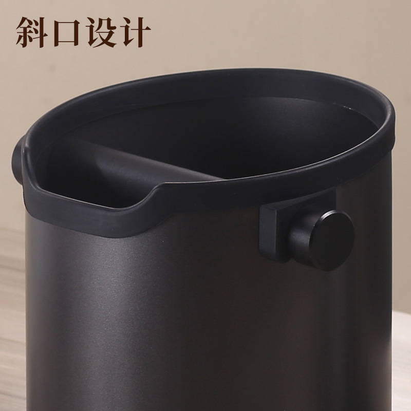 亚马逊简约不锈钢圆形咖啡敲渣桶防滑吧台咖啡机废渣回收桶粉渣桶|undefined
