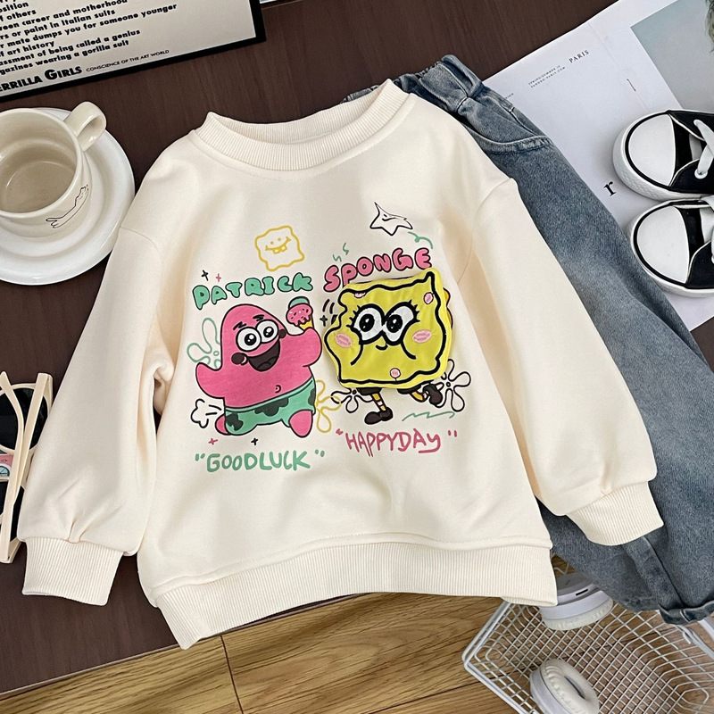 Three-Dimensional Spongebob Doll Decoration Cartoon Velvet Hooded Sweatshirt Printed Loose Tops for Boys and Girls Family Wear Three-Dimensional Spongebob Doll Decoration Cartoon Velvet Hooded Sweatshirt Printed Loose Tops for Boys and Girls Family Wear