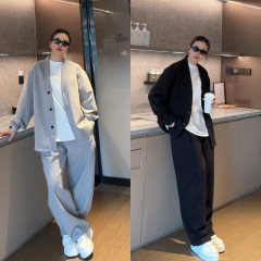 外套秋季衬衫男女同款套装长袖休闲运动套装帅气气质宽松显瘦
