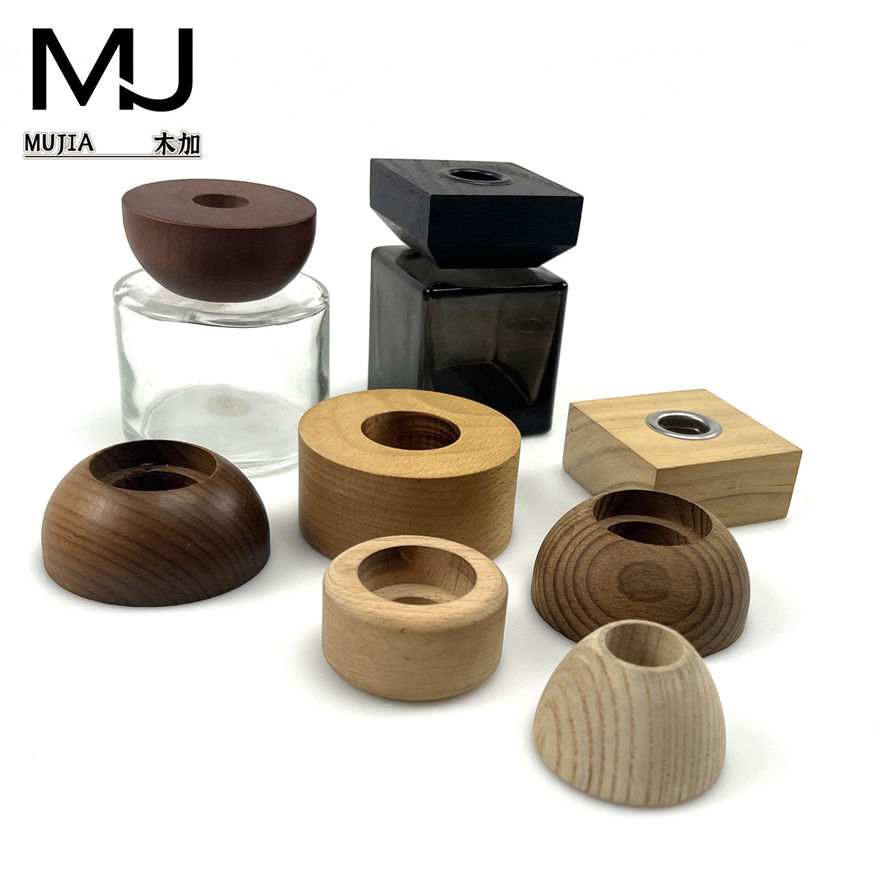 Tapa de perfume de madera maciza, tapa esférica hueca irregular, difusor de incienso sin llama, tapa de botella de 28 y 20 hilos, botella de vidrio, madera.