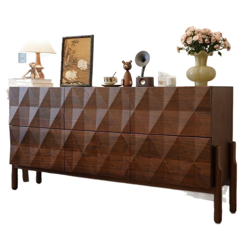 América del Norte armario de diamante negro de nuez seis taquillas armario de almacenamiento muebles modernos cajones de madera sólida sala de estar dormitorio