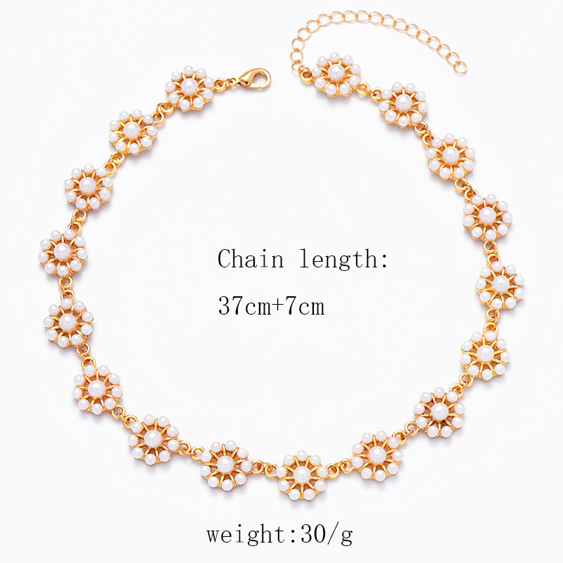 1 Piece Fashion Flower Alloy Inlay Artificial Pearls Womenu0027S Necklace