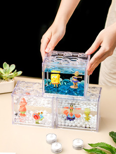Thai Betta Fish Tank Acrylic Building Block Box Ultra-Small Home Desktop Creative Internet Celebrity Mini Transparent Tank