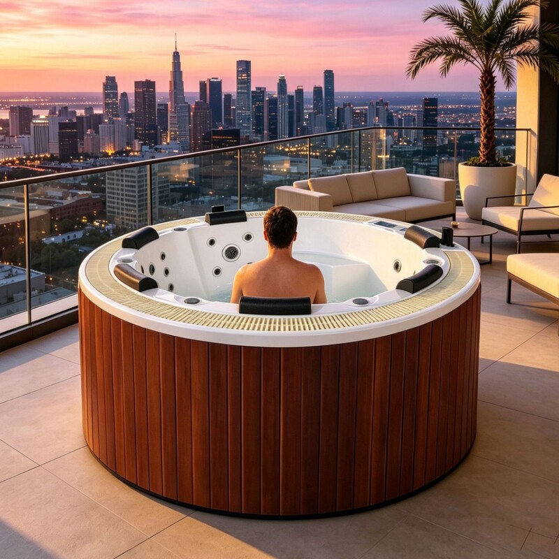 2450m Round Freestanding Outdoor Massage Pool Thickened Acrylic Constant Temperature Bathtub Whirlpoolhottub