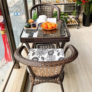 Outdoor Table and Chairs, Courtyard Balcony, Leisure Rattan Chair Three-Piece Set, Terrace Outdoor Chair, Rattan Chair, Small Coffee Table Combination