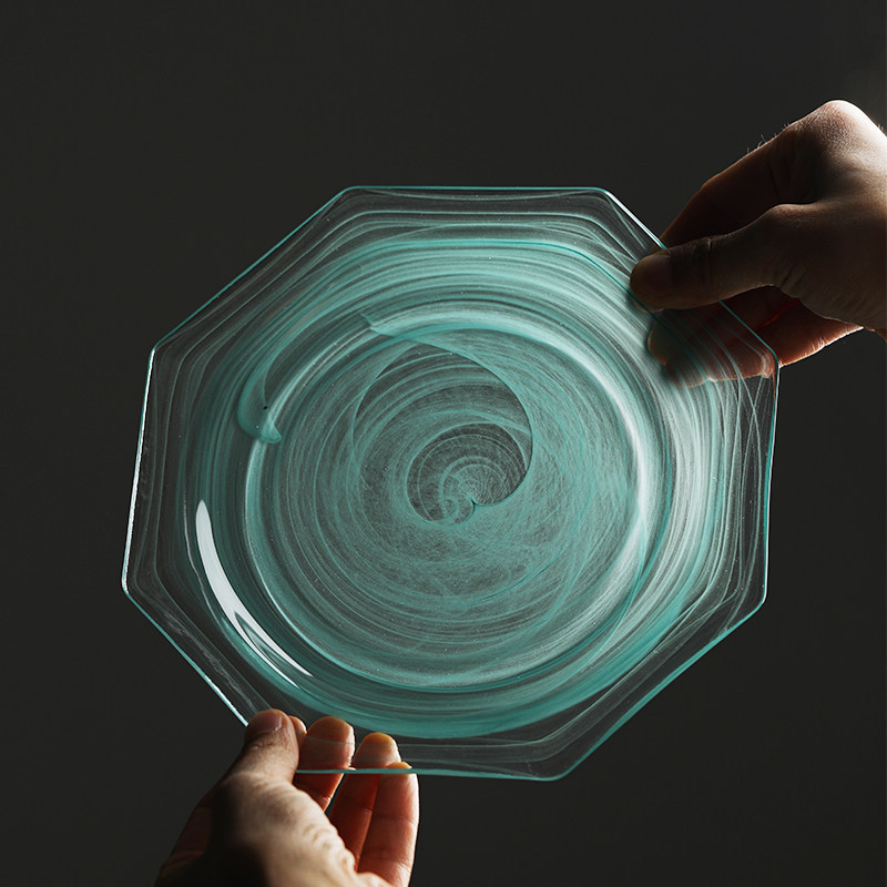New Cloud-Shaped Octagonal Plate Set, Crystal Glass Fruit Plate, Western-Style Home-Use Light Luxury Frosted Plate Wholesale New Cloud-Shaped Octagonal Plate Set, Crystal Glass Fruit Plate, Western-Style Home-Use Light Luxury Frosted Plate Wholesale