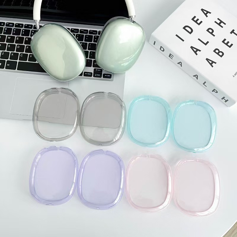 Para AirPodsMax, cubierta protectora de auriculares grandes, cubierta transparente TPU, cubierta de auriculares multicolor a prueba de caídas
