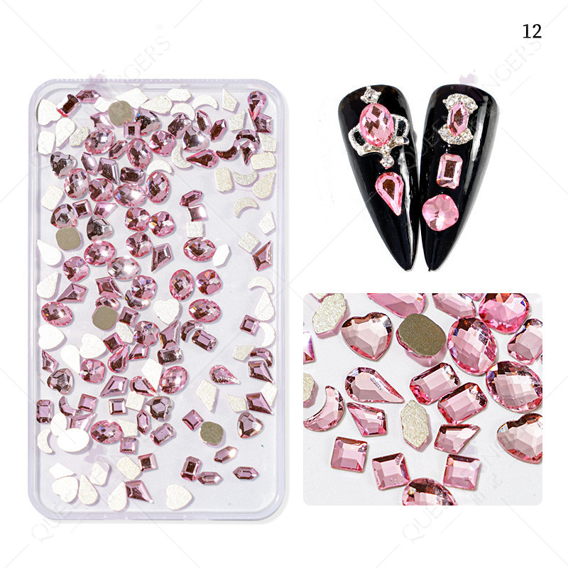 Accesorios de uñas de forma especial de diamante mezclado AB color mágico taladro de uñas plana diamante en forma especial DIY resina de uñas pegatinas de diamantes de imitación