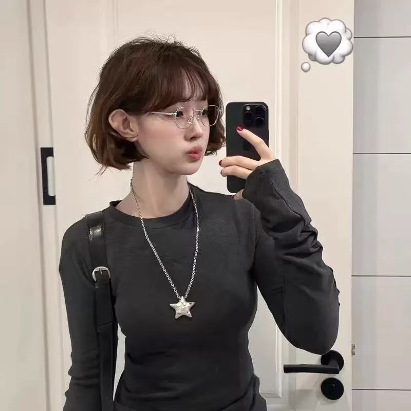Irregular Moon Star Pendant Necklace Liquid Lava Chain For Women_voghion.com