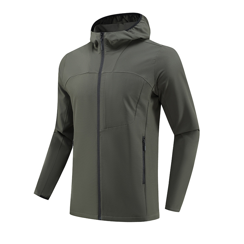 Dijia chaqueta deportiva al aire libre para hombre rápido seco transpirable correr con cremallera con sombrero ropa casual chaqueta de mangas largas abrigo transfronterizo