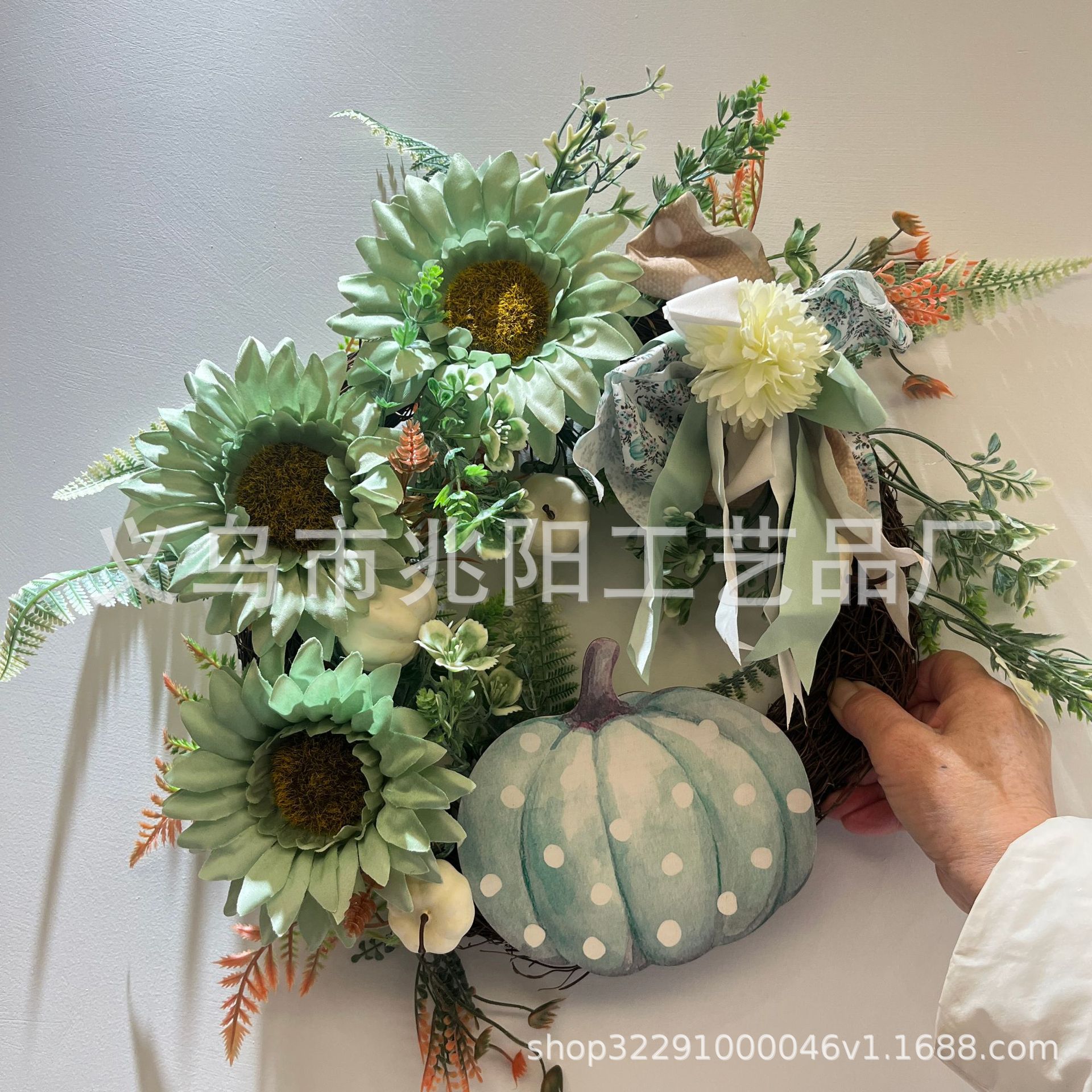 1 nuevos productos transfronterizos Amazon Halloween otoño calabaza bayas puertas colgadas Círculo de la cosecha flores de Acción de Gracias