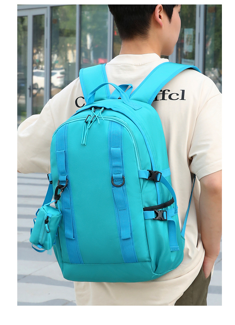 Solid Color Travel Daily School Backpack display picture 2