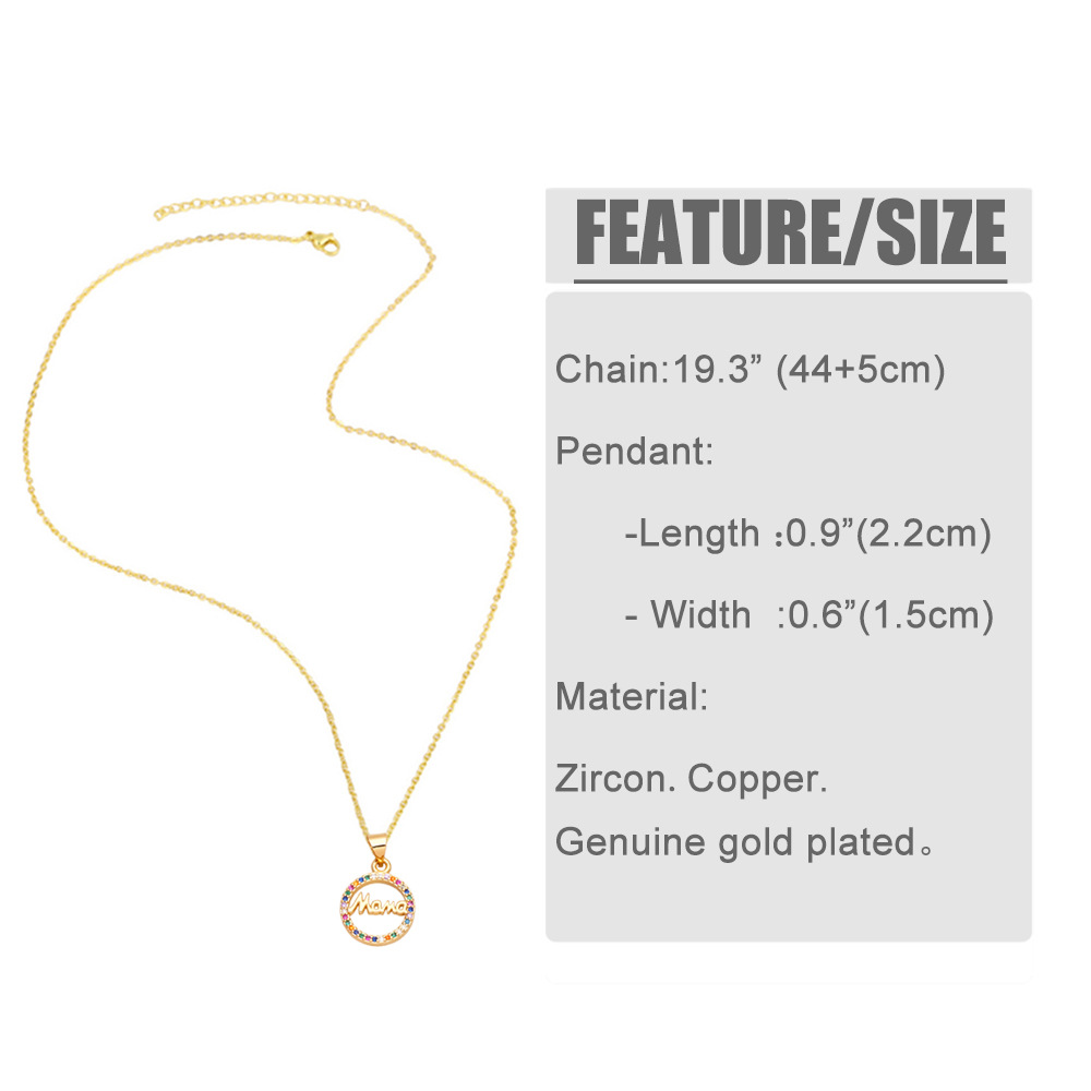 fashion color zircon jewelry simple letter MAMA pendant copper necklace motheru0027s day wholesale