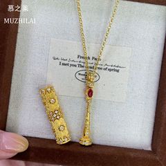 Xiaohongshuの人気の妖精の魔法の杖ネックレス、ダイヤモンドがちりばめられた新しい中国風のブラッシュドセプターペンダント、ニッチでハイエンド