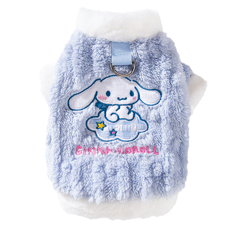 Otoño y invierno para perros calientes serie conjunta de Sanrio dos piernas camisas de terciopelo para perros pequeños gatos peluche ropa de perro