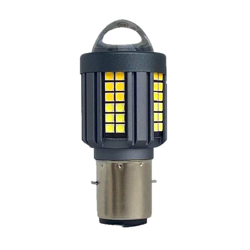 Bombilla de acero de motocicleta LED H4 lente de vehículo eléctrico blanco amarillo bicolor LED ojo de pez faro BA20d
