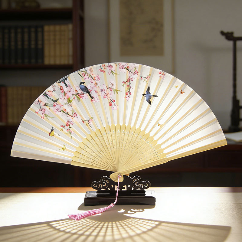Ventilador plegable chino antiguo ventilador de seda de mujer ventilador plegable de estilo chino ventilador de mujer Hanbok bambú clásico pequeño ventilador danza
