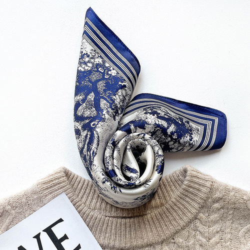  Autumn and Winter New Style Forest Style Silk Square Scarf Women's Silk Scarf Mulberry Silk Print Warm Scarf Shawl