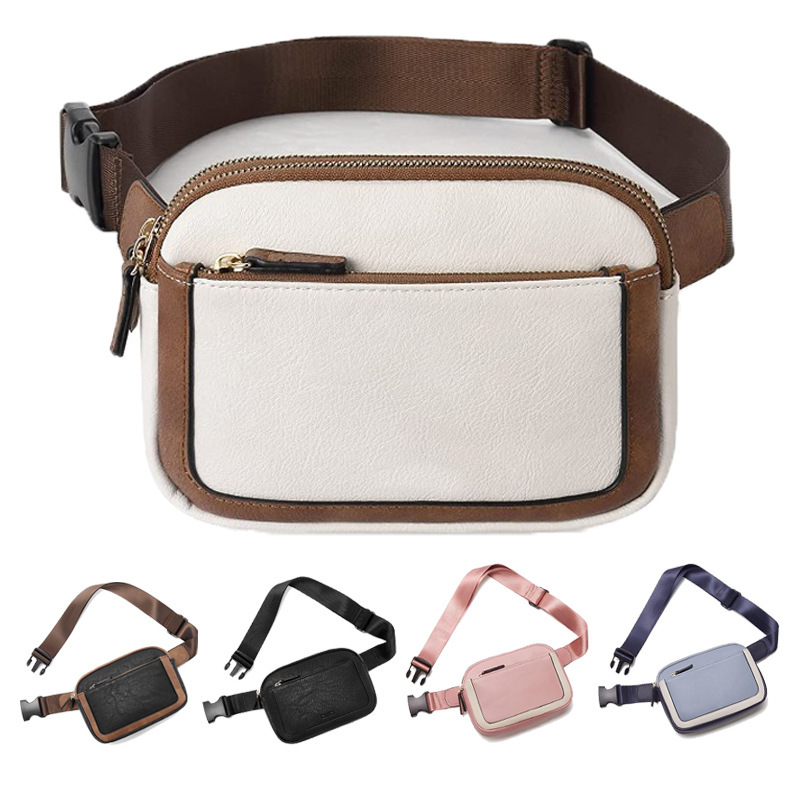 Cross-Border Hot-Selling Sports Waist Bag, Leather Women's Waist Bag, Portable Hiking Sports Bag, Pu Leather Men's Crossbody Chest Bag