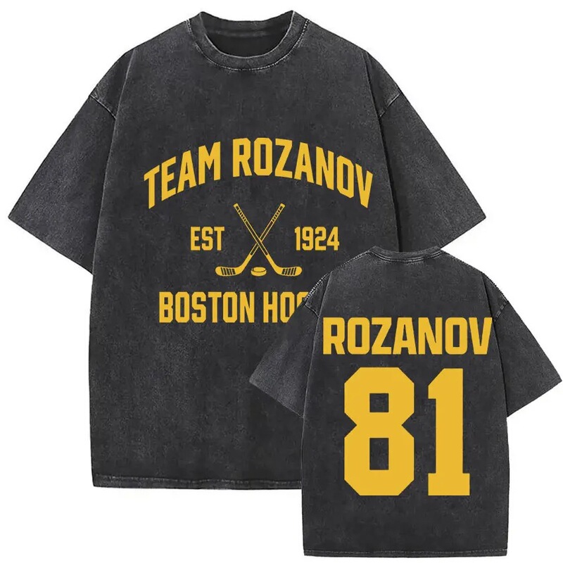 Intense Competition Ilya Rozanov 81 T-Shirt Boston Hockey Vintage Washed Harajuku Oversized T-Shirt