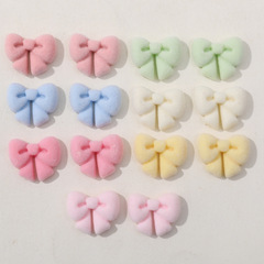 日韓馬卡龍色小號蝴蝶結植絨樹脂貼片DIY頭飾髮飾髮夾女材料