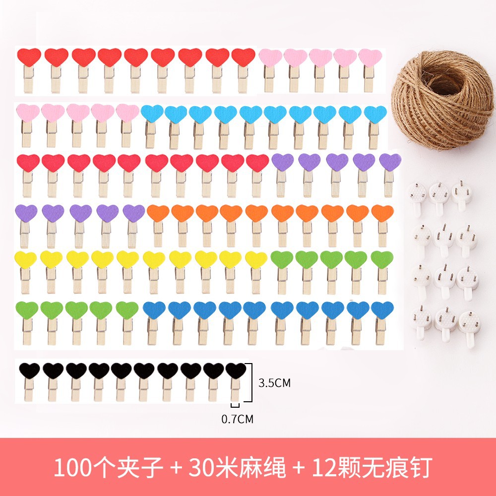 100 piezas de cáñamo gratis cuerda traceless clavo pequeño clip de madera clip de Fotos decoración de la pared de madera cruda color de dibujos animados animal envío gratis