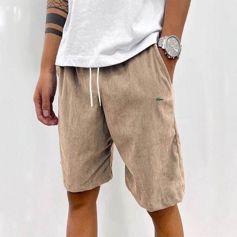 New European and American Style 2026 Printed Crocodile Corduroy Men's Solid Color Drawstring Sports Shorts Casual Loose Shorts New European and American Style 2026 Printed Crocodile Corduroy Men's Solid Color Drawstring Sports Shorts Casual Loose Shorts
