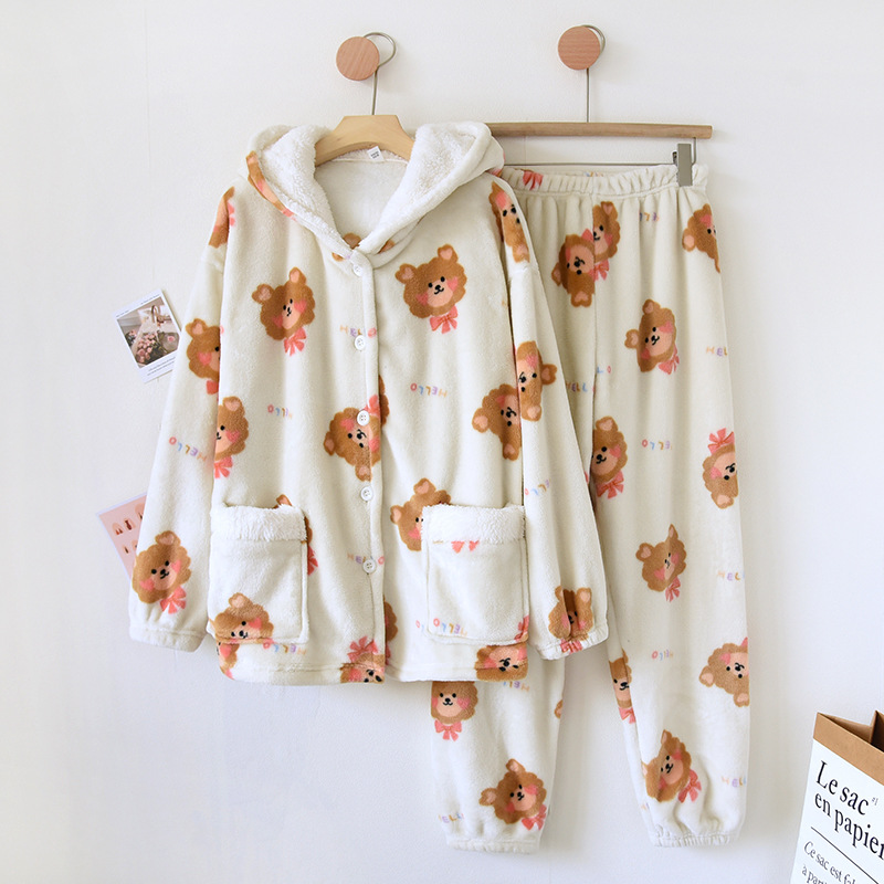 HLLハートベア-フランネルキャップセット