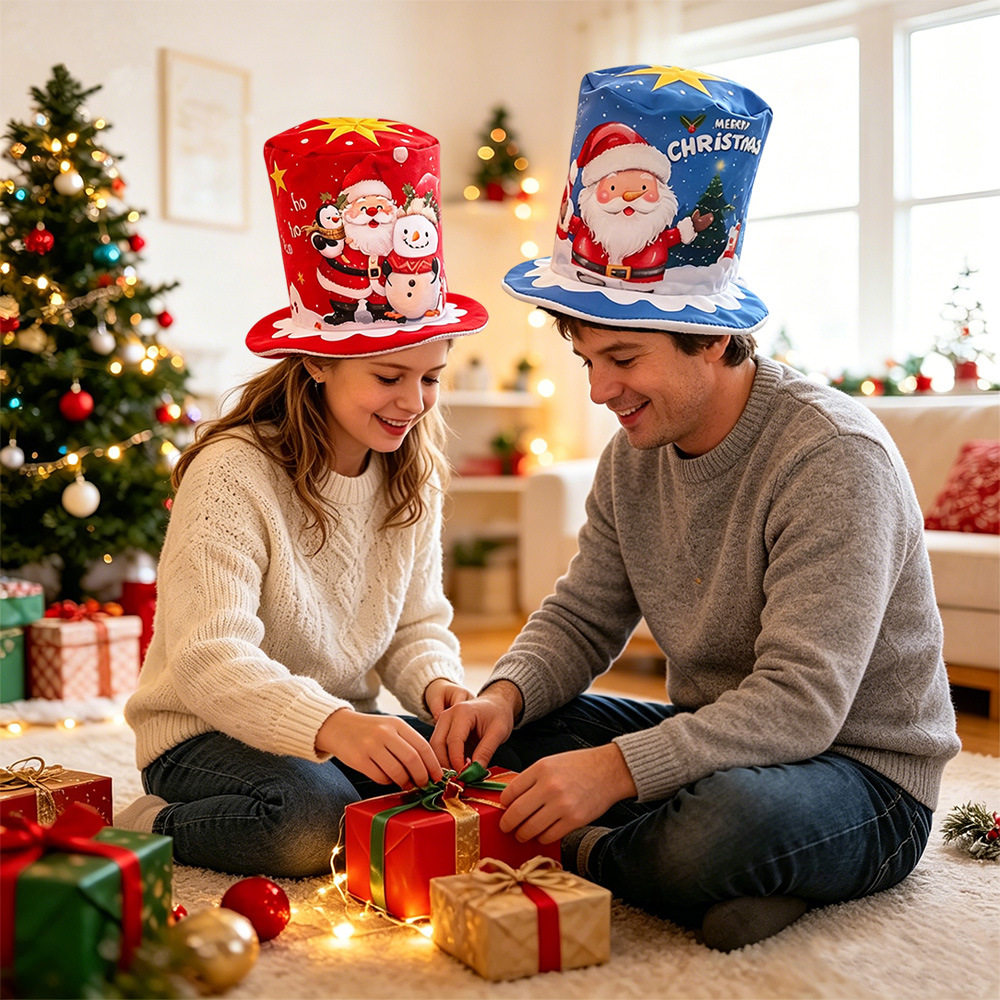Nuevo sombrero de Navidad transfronterizo de EE.UU. Tío Sam sombrero navideño accesorios de decoración de dibujos animados para niños sombrero alto sombrero superior image 3