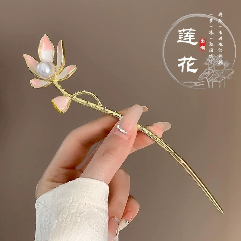 Китайская заколка HanfuHairgrip, цветы и кисточки, аксессуар для волос, 22 см, легкий