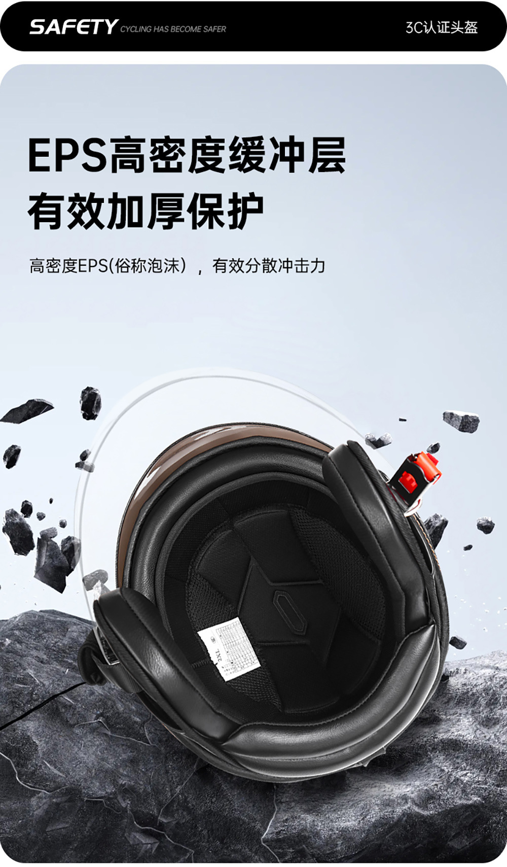 Retro 3C Certified Motorcycle Half Helmet 3/4 Leather Helmet for Men and Women, Motorcycle Helmet, Electric Vehicle All-Season Warm Safety Helmet