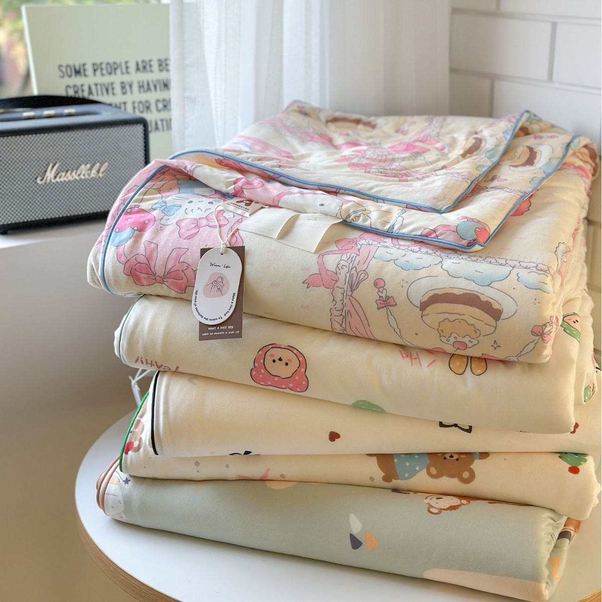 Category a Maternal and Infant Grade Knitted Cotton Summer Cool Quilt Single and Double Student Dormitory Kidsren's Nap Quilt Kindergarten Air-Conditioned Quilt