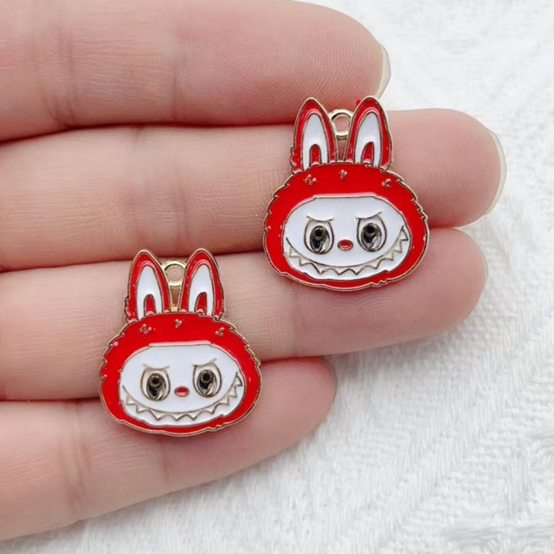 クリエイティブファッション漫画ラブブビッグヘッドアクセサリー DIY イヤリング携帯電話チェーンバッグペンダント材料卸売|undefined